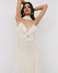 HARMATTAN MIDI DRESS IN CREAM GEORGETTE - De La Vali
