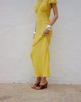 PAREO MAXI DRESS SILK CHIFFON SUN YELLOW - De La Vali