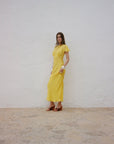 PAREO MAXI DRESS SILK CHIFFON SUN YELLOW - De La Vali