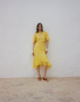 ANITA MIDI DRESS SILK CHIFFON SUN YELLOW