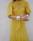 ANITA MIDI DRESS SILK CHIFFON SUN YELLOW - De La Vali