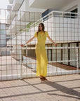 PAREO MAXI DRESS SILK CHIFFON SUN YELLOW - De La Vali