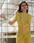 PAREO MAXI DRESS SILK CHIFFON SUN YELLOW - De La Vali