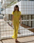 PAREO MAXI DRESS SILK CHIFFON SUN YELLOW - De La Vali