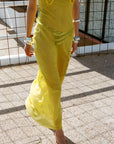 PAREO MAXI DRESS SILK CHIFFON SUN YELLOW - De La Vali