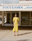 ANITA MIDI DRESS SILK CHIFFON SUN YELLOW - De La Vali