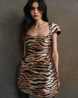 FAUN MINI DRESS IN SALVAJE ANIMAL PRINT TWILL - De La Vali