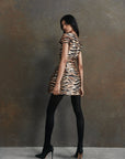 FAUN MINI DRESS IN SALVAJE ANIMAL PRINT TWILL - De La Vali
