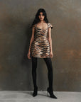 FAUN MINI DRESS IN SALVAJE ANIMAL PRINT TWILL
