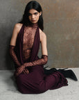 AMARYLLIS MAXI DRESS IN MAROON JERSEY & LACE - De La Vali