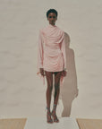 PERISA MINI DRESS IN BABY PINK SPANDEX JERSEY - De La Vali