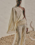 ROCIO TROUSER IN ANTIQUE YELLOW NYLON LACE - De La Vali