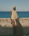 AGAPITO SKIRT IN TAUPE POLY CHIFFON - De La Vali