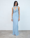SASINI MAXI DRESS IN SKY BLUE VISCOSE GEORGETTE - De La Vali