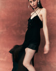 MAGDALENA ASYMMETRIC DRESS IN BLACK CHIFFON