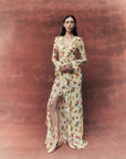 TANGERINE MAXI DRESS IN CHIFFON VERSAILLES GARDEN PRINT - De La Vali