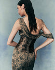 BRULEE MAXI DRESS IN SILK SATIN SON OF VENUS PRINT