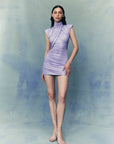 METROPOLITAN MINI DRESS IN LILAC EMBELLISHED JERSEY