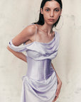 BRULEE MINI DRESS IN LAVENDER SILK SATIN