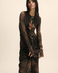 CEYLON MAXI DRESS IN BASILISK BEIGE JERSEY - De La Vali