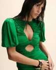 OLYMPIA MAXI DRESS IN PALM GREEN VISCOSE CDC