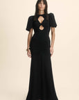 OLYMPIA MAXI DRESS IN BLACK VISCOSE CDC - De La Vali