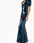 BROADWAY MAXI DRESS SEQUIN CHIFFON PETROL SEQUIN