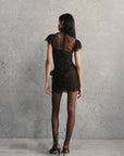 SILENTIUM MINI DRESS IN CHOCOLATE BROWN LACE