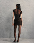 SILENTIUM MINI DRESS IN CHOCOLATE BROWN LACE - De La Vali