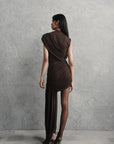 RAVENNA MINI DRESS IN CHOCOLATE BROWN JERSEY - De La Vali