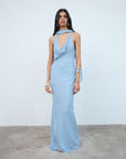 SASINI MAXI DRESS IN SKY BLUE VISCOSE GEORGETTE - De La Vali