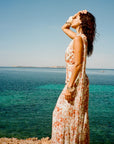 FORMENTERA MAXI DRESS IN CACHEMIRA PRINT VISCOSE GEORGETTE - De La Vali