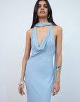 SASINI MAXI DRESS IN SKY BLUE VISCOSE GEORGETTE - De La Vali