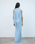 SASINI MAXI DRESS IN SKY BLUE VISCOSE GEORGETTE - De La Vali