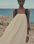 CARMELA MAXI DRESS IN CREAM VISCOSE GEORGETTE - De La Vali