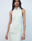 AIDANA MAXI DRESS IN CREAM SPANDEX JERSEY - De La Vali