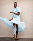 AGUA MAXI DRESS IN LIGHT BLUE CRINKLE CHIFFON - De La Vali