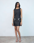 AYDA MINI DRESS IN BLACK TWILL - De La Vali