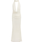 PROFITEROLE MAXI DRESS IN IVORY SILK CHIFFON - De La Vali
