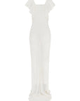 MACAROON MAXI DRESS IN SILK CHIFFON IVORY - De La Vali