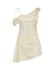 BRULEE MINI DRESS IN IVORY SILK SATIN