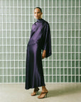 BAYAMO LONG DRESS IN PURPLE SILK SATIN - De La Vali