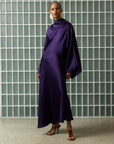 BAYAMO LONG DRESS IN PURPLE SILK SATIN - De La Vali