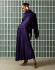 BAYAMO LONG DRESS IN PURPLE SILK SATIN - De La Vali