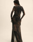 CEYLON MAXI DRESS IN BASILISK BEIGE JERSEY - De La Vali