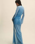 CEYLON MAXI DRESS IN PETROL JERSEY - De La Vali