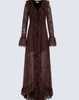 CLEMENTINA MAXI DRESS IN BROWN LACE - De La Vali