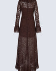 CLEMENTINA MAXI DRESS IN BROWN LACE - De La Vali