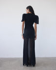 AGUA MAXI DRESS IN BLACK CRINKLE CHIFFON