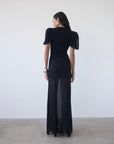 AGUA MAXI DRESS IN BLACK CRINKLE CHIFFON - De La Vali